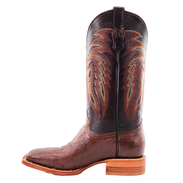 COLONISTA × DUCKROW DEPART Durango Men's Black Full Quill Ostrich Saddle Vamp Wide