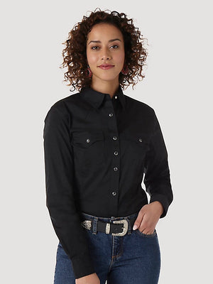 Wrangler Black Long Sleeve Snap Shirt